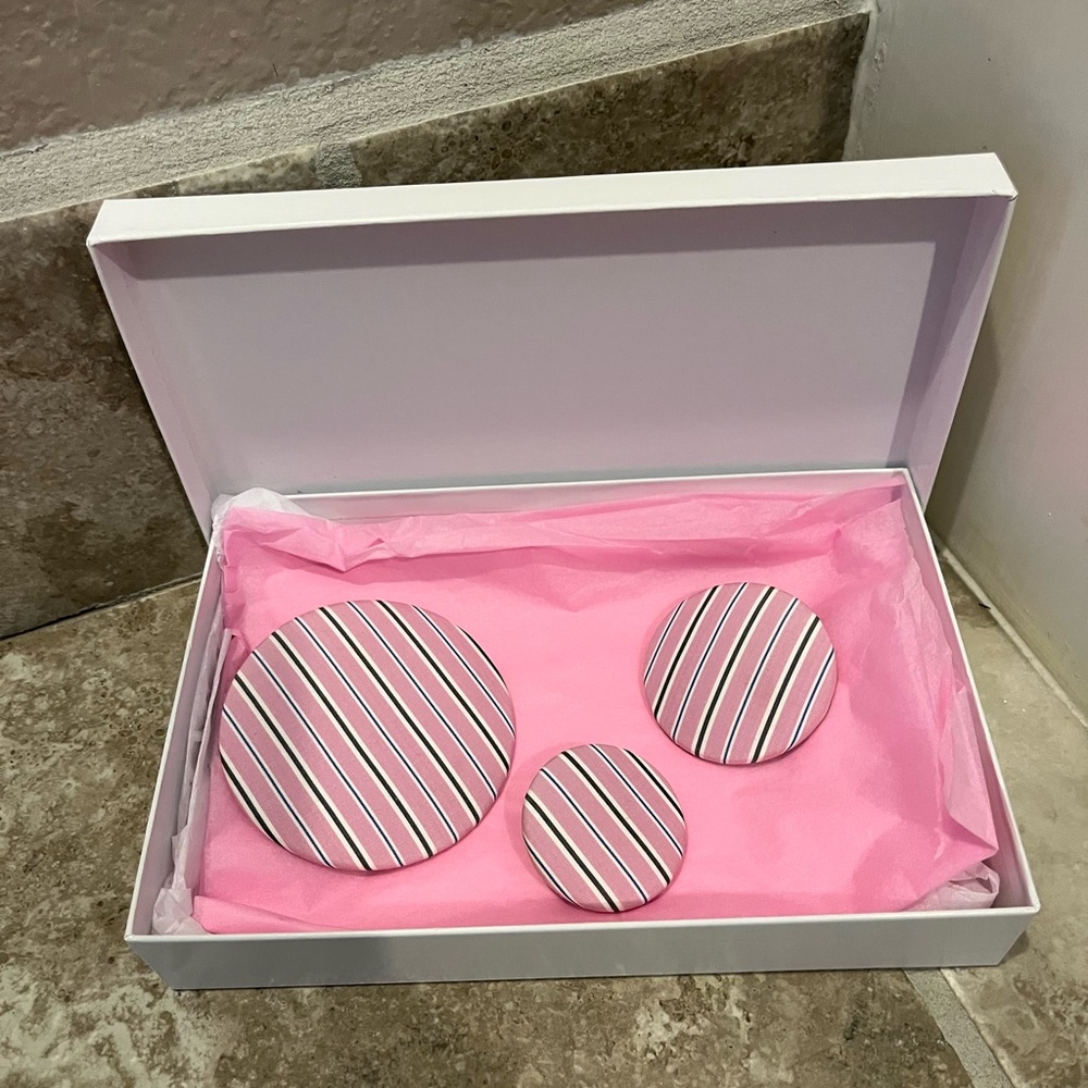 Balenciaga Set of 3 Pink and White Cotton Ball Earrings